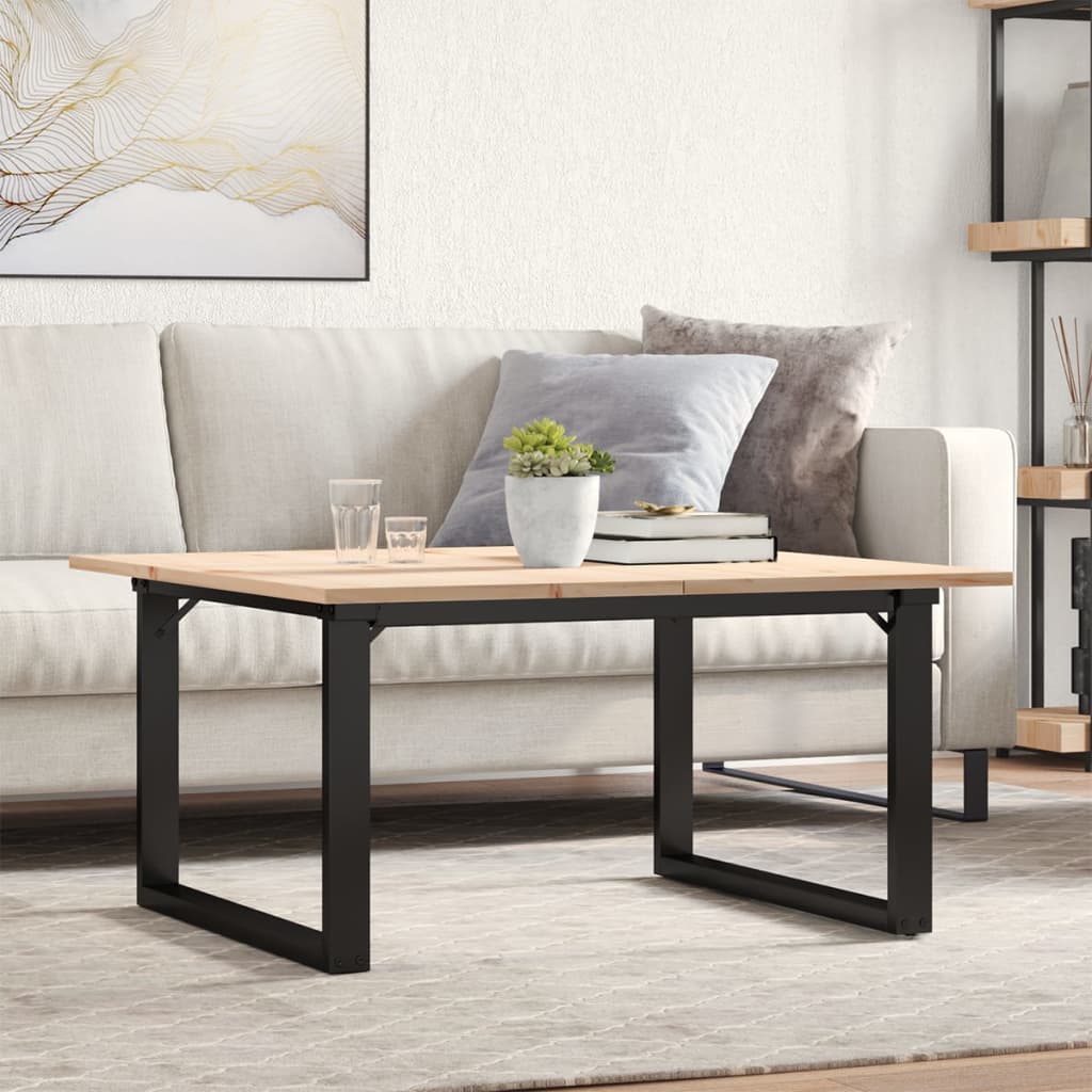 Solid Pine & Steel O-Frame Coffee Table 80x80x45 cm