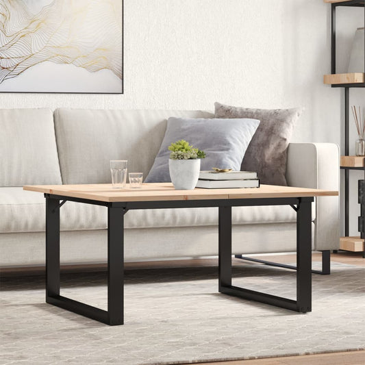 Solid Pine & Steel O-Frame Coffee Table 80x80x45 cm