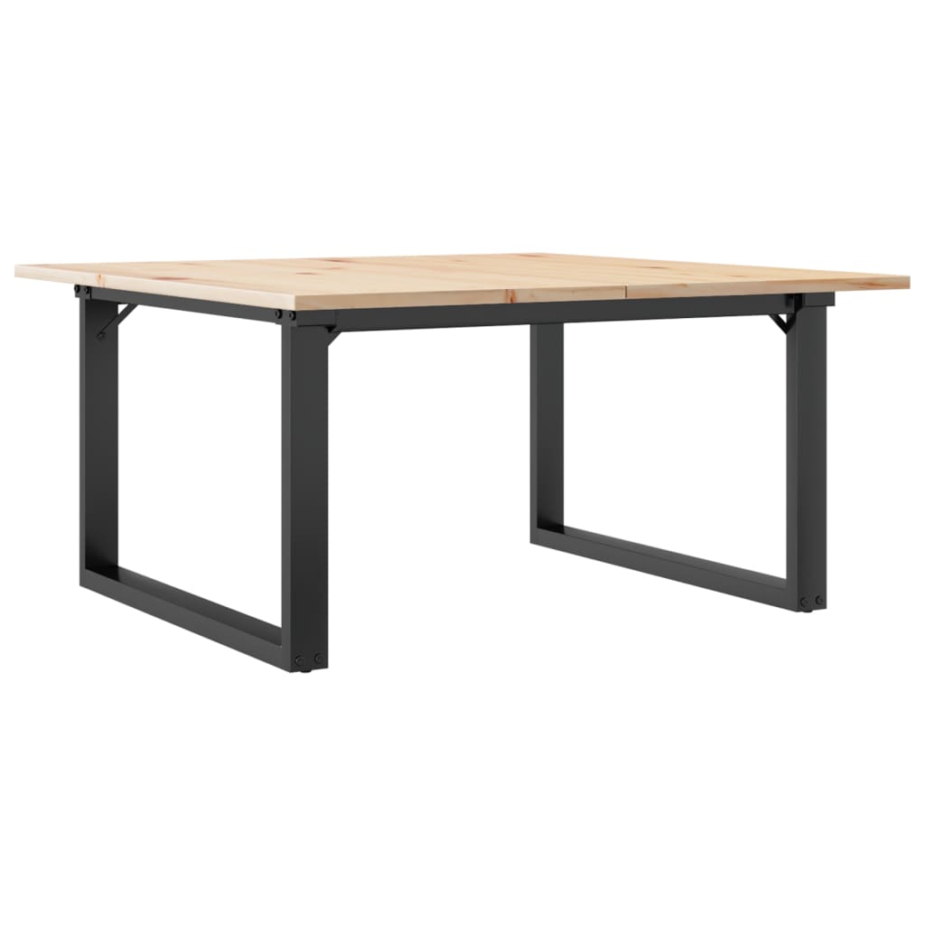Solid Pine & Steel Coffee Table O-Frame 90x90x45 cm