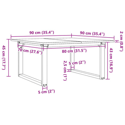 Solid Pine & Steel Coffee Table O-Frame 90x90x45 cm