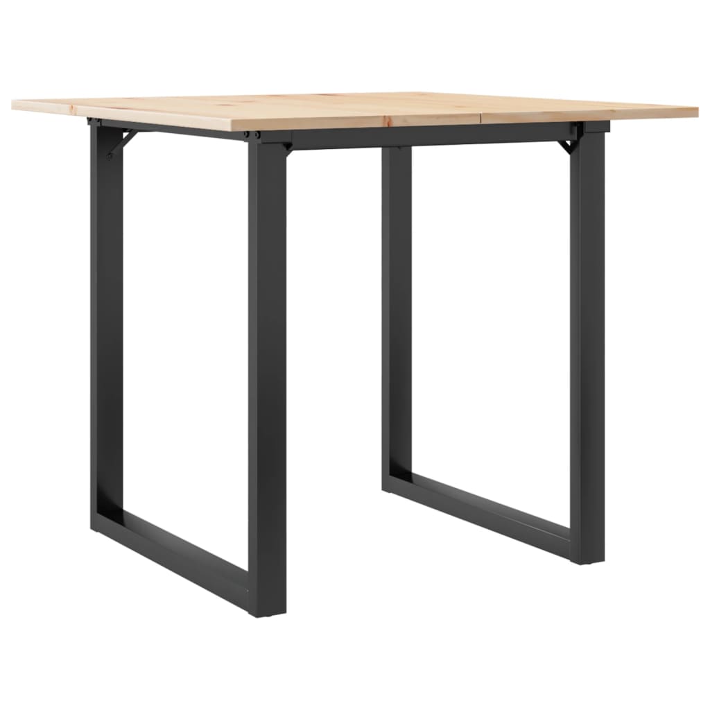 Compact Solid Wood & Steel O-Frame Dining Table 80x80 cm