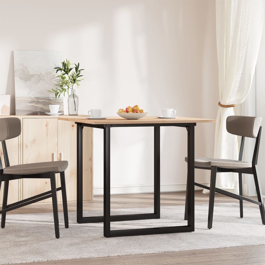 Compact Solid Wood & Steel O-Frame Dining Table 80x80 cm