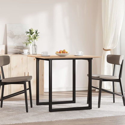 Compact Solid Wood & Steel O-Frame Dining Table 80x80 cm