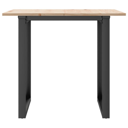 Compact Solid Wood & Steel O-Frame Dining Table 80x80 cm