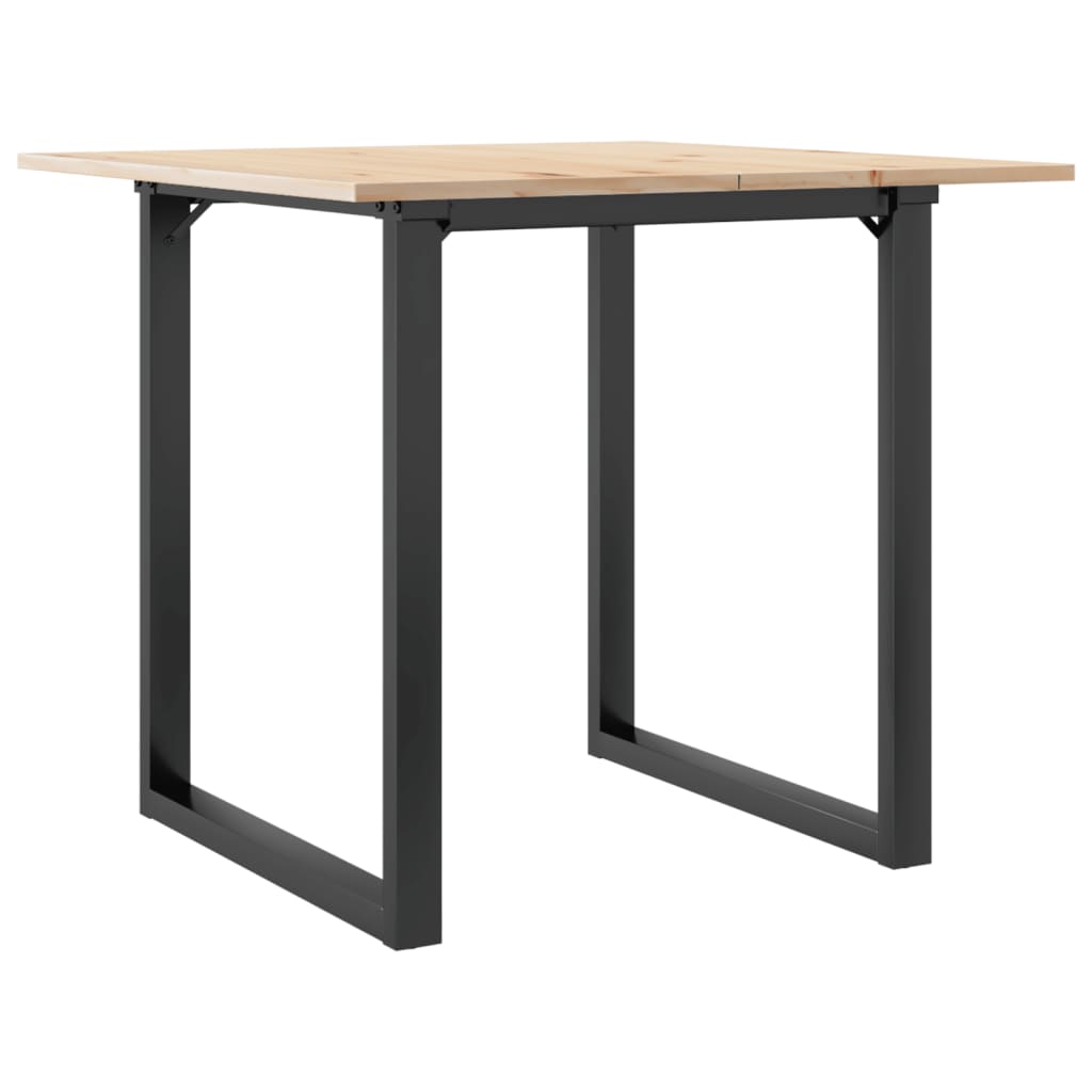 Compact Solid Wood & Steel O-Frame Dining Table 80x80 cm