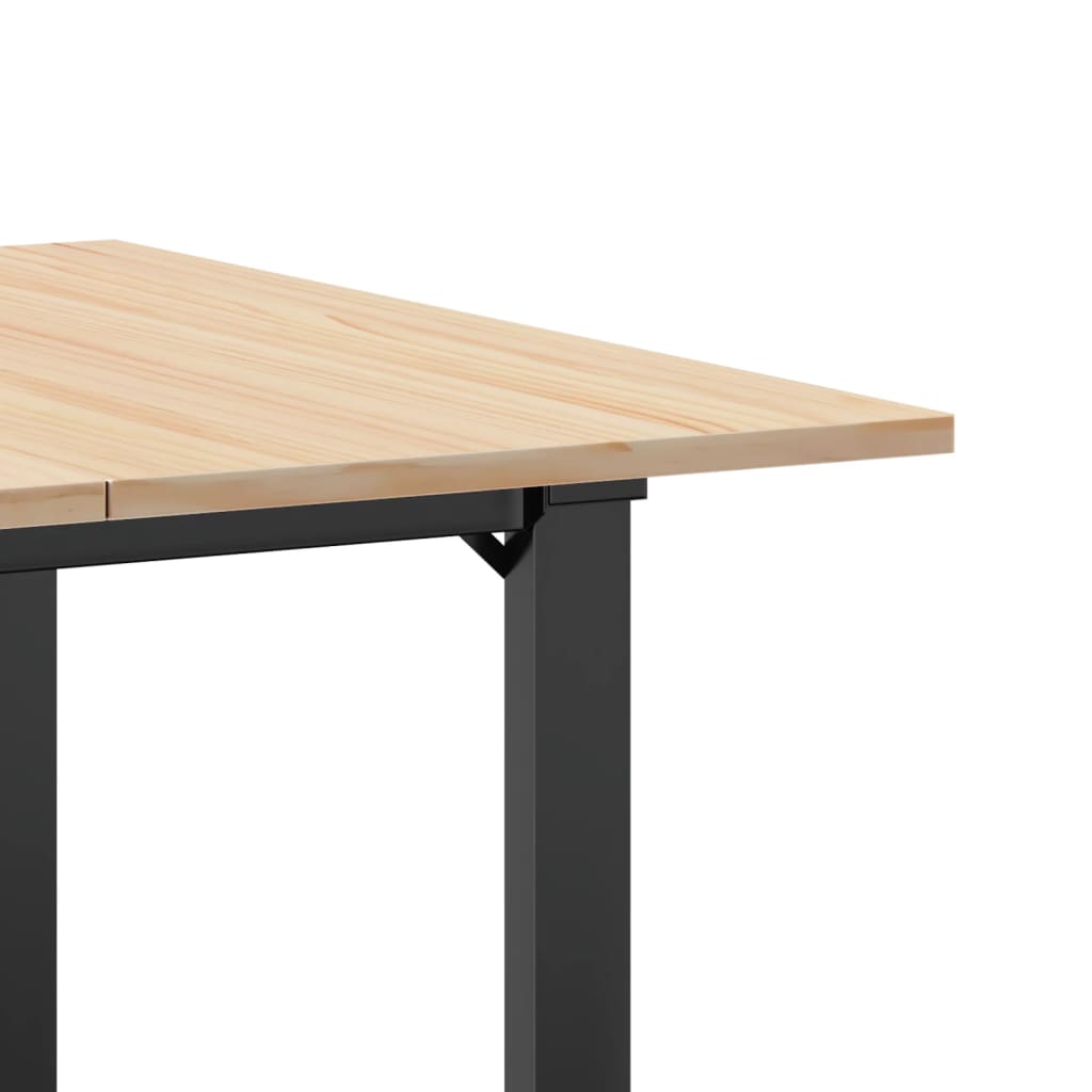 Compact Solid Wood & Steel O-Frame Dining Table 80x80 cm