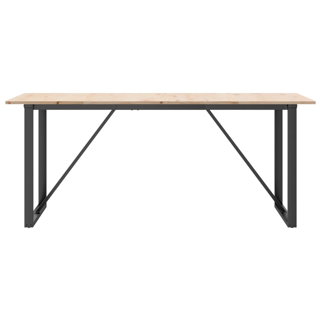 Solid Wood & Steel Dining Table, O-Frame, 180x90 cm, Pine Finish