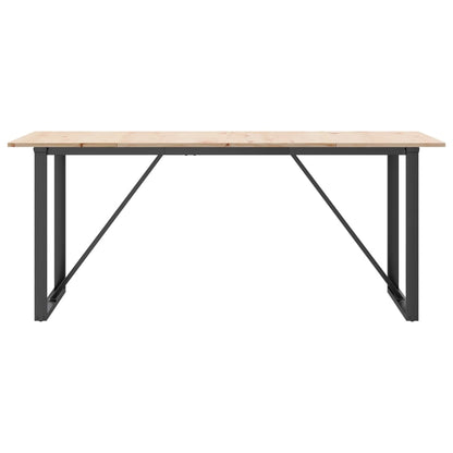 Solid Wood & Steel Dining Table, O-Frame, 180x90 cm, Pine Finish