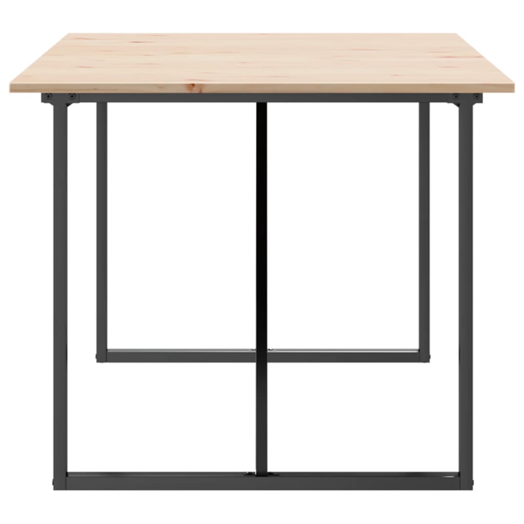 Solid Wood & Steel Dining Table, O-Frame, 180x90 cm, Pine Finish