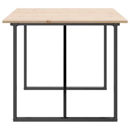Solid Wood & Steel Dining Table, O-Frame, 180x90 cm, Pine Finish