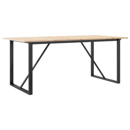 Solid Wood & Steel Dining Table, O-Frame, 180x90 cm, Pine Finish