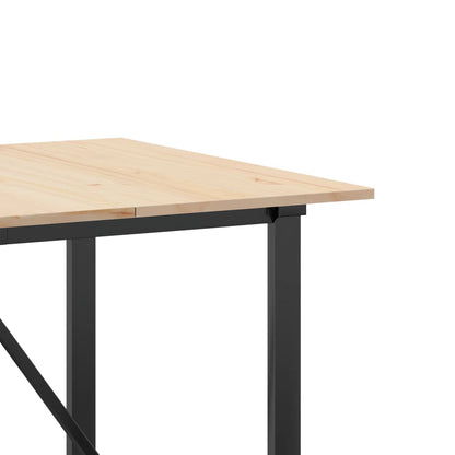 Solid Wood & Steel Dining Table, O-Frame, 180x90 cm, Pine Finish