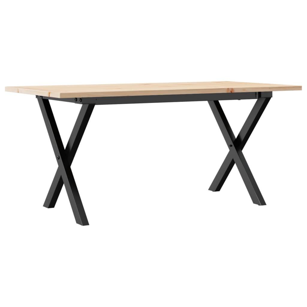 Solid Wood & Steel X-Frame Coffee Table, 90x40x45 cm