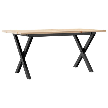 Solid Wood & Steel X-Frame Coffee Table, 90x40x45 cm