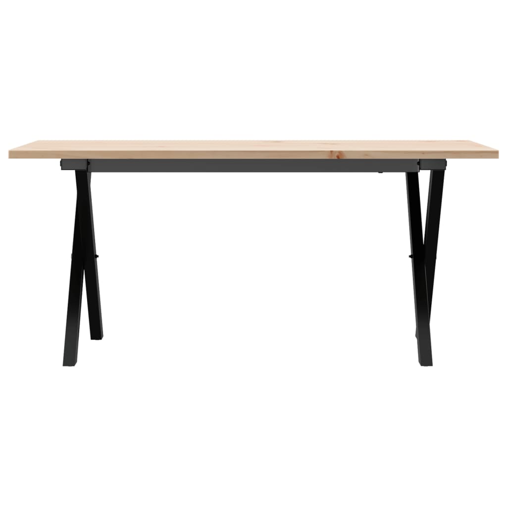 Solid Wood & Steel X-Frame Coffee Table, 90x40x45 cm