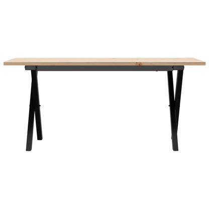 Solid Wood & Steel X-Frame Coffee Table, 90x40x45 cm