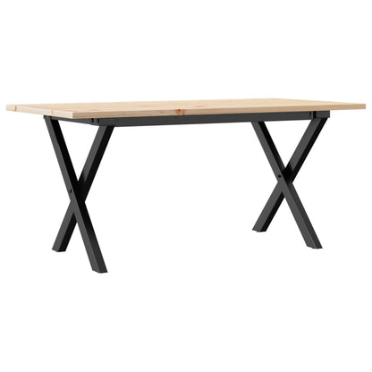 Solid Wood & Steel X-Frame Coffee Table, 90x40x45 cm