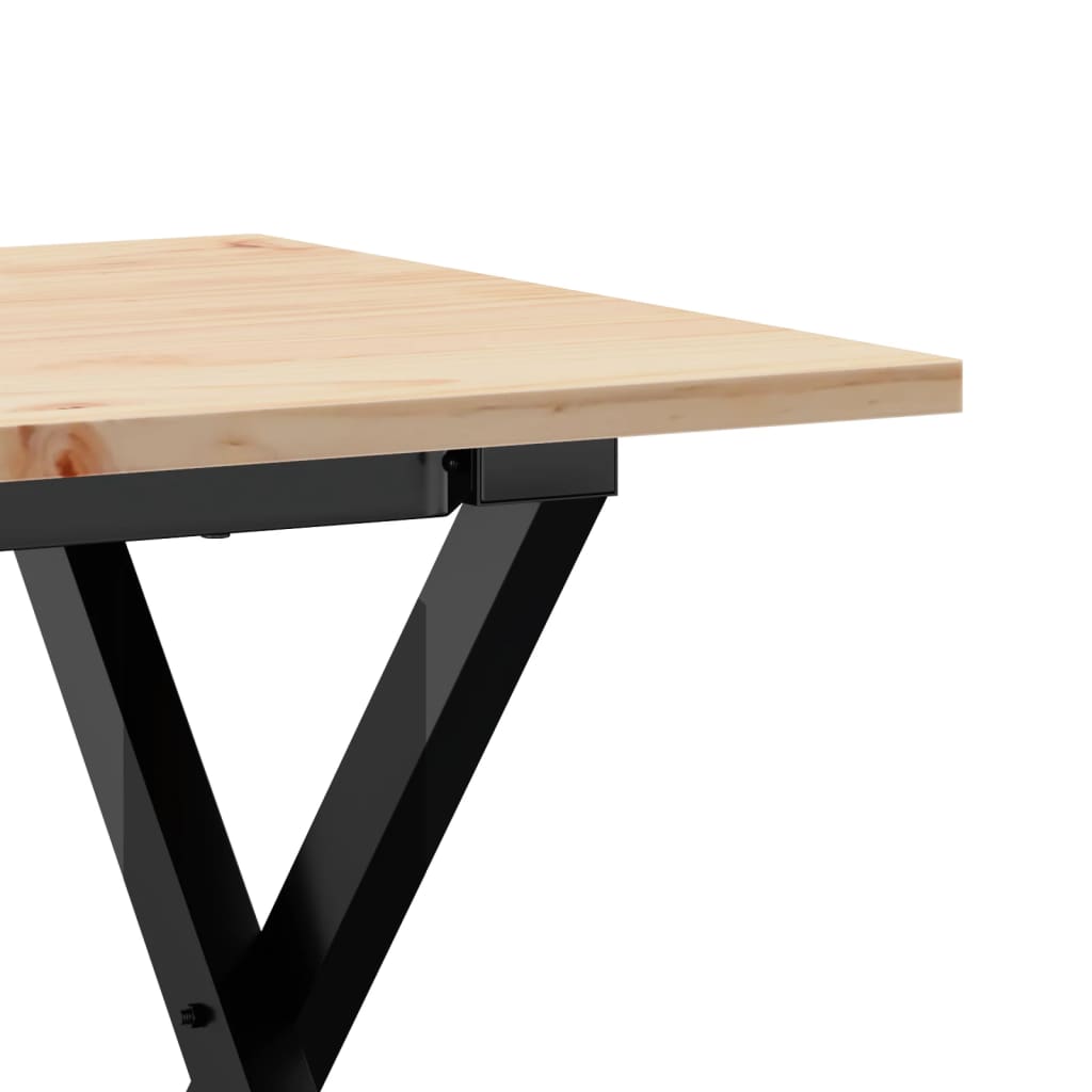 Solid Wood & Steel X-Frame Coffee Table, 90x40x45 cm