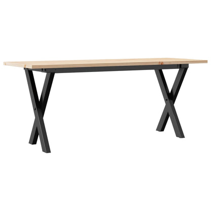 Solid Pine & Steel X-Frame Coffee Table, 110x40x45 cm