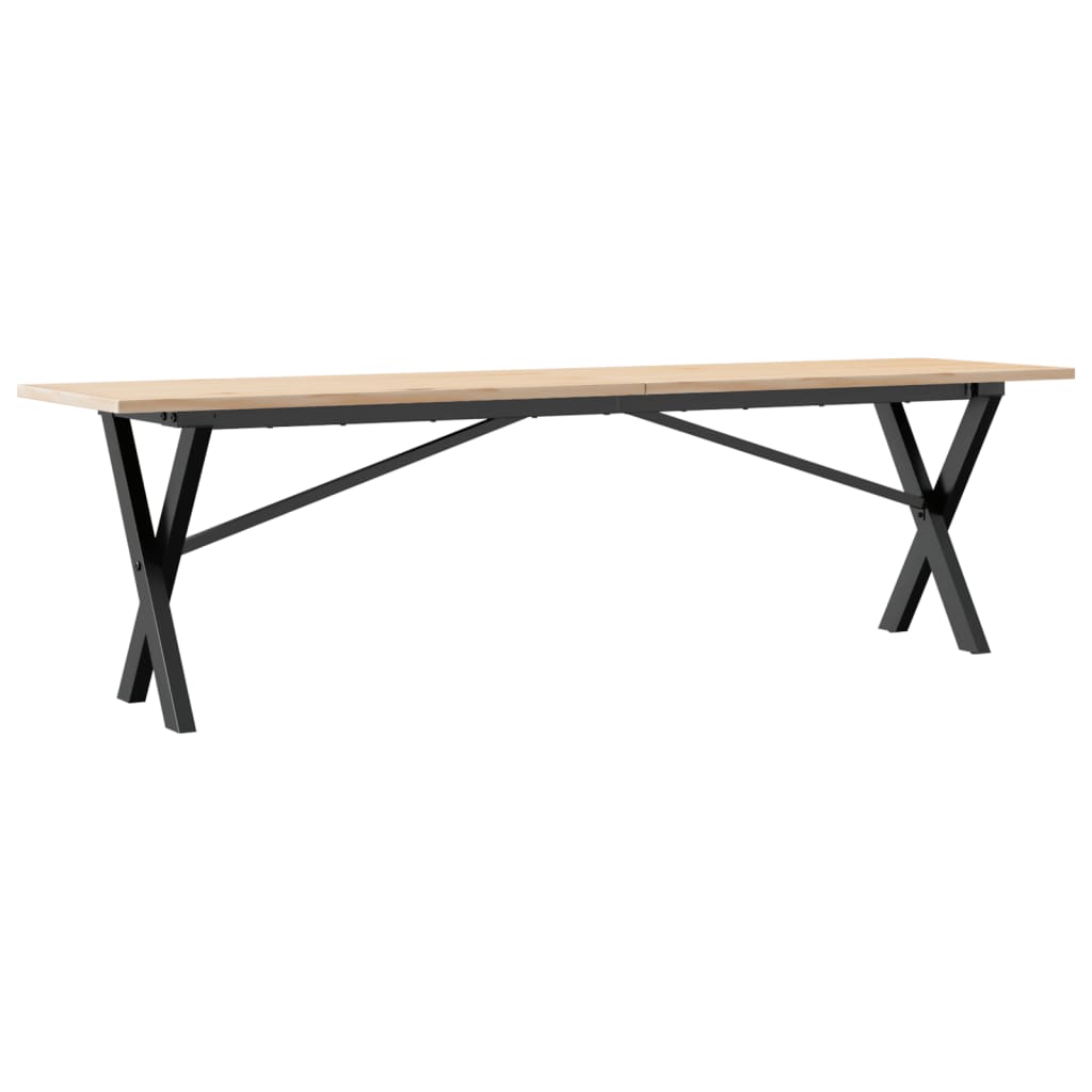 Solid Wood & Steel X-Frame Coffee Table, 160x40x45 cm