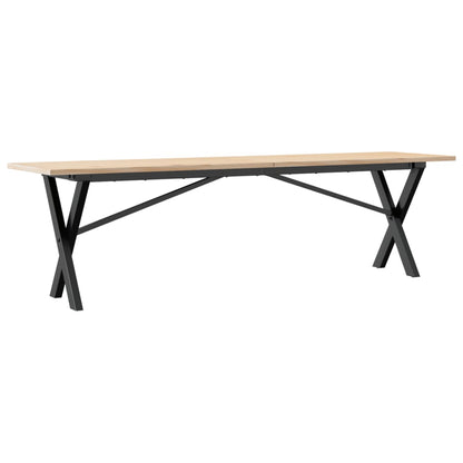 Solid Wood & Steel X-Frame Coffee Table, 160x40x45 cm