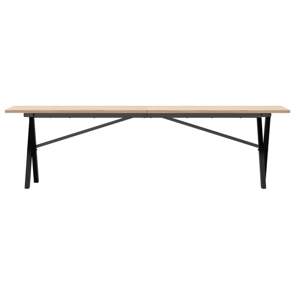 Solid Wood & Steel X-Frame Coffee Table, 160x40x45 cm