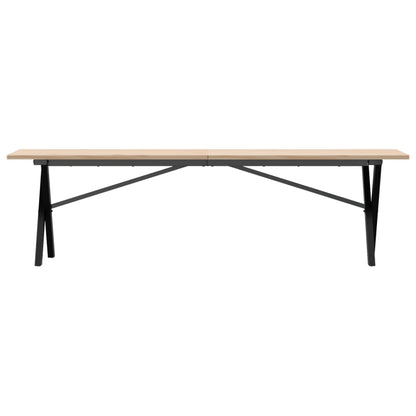 Solid Wood & Steel X-Frame Coffee Table, 160x40x45 cm
