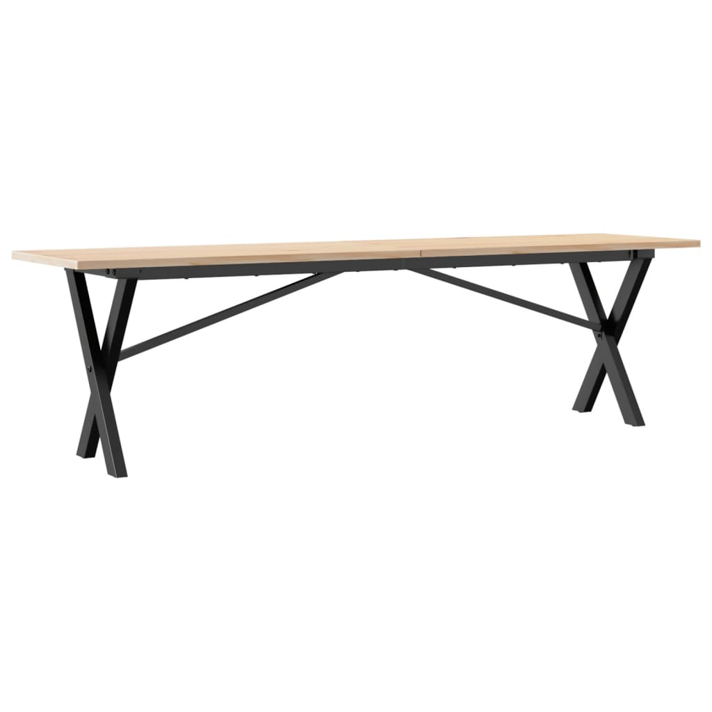 Solid Wood & Steel X-Frame Coffee Table, 160x40x45 cm