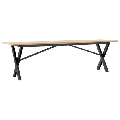 Solid Wood & Steel X-Frame Coffee Table, 160x40x45 cm