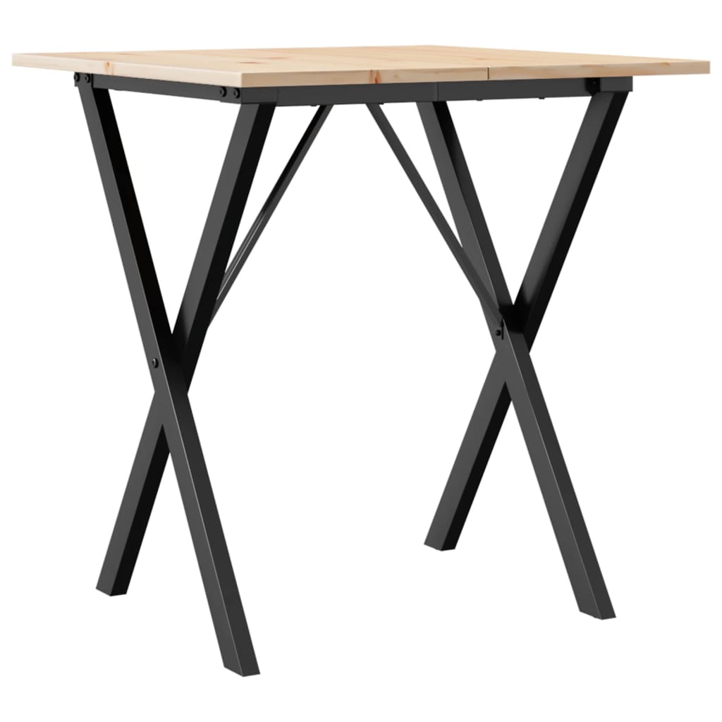 Solid Pine & Steel X-Frame Dining Table 70x70x75 cm
