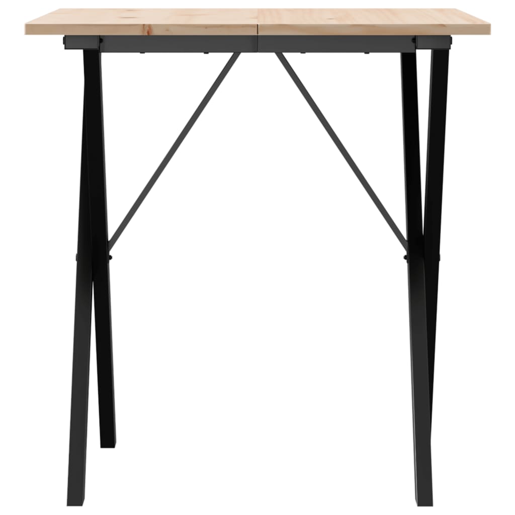 Solid Pine & Steel X-Frame Dining Table 70x70x75 cm
