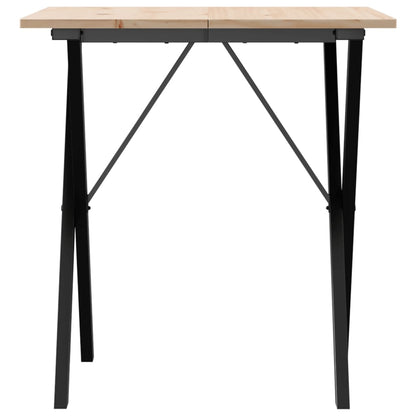 Solid Pine & Steel X-Frame Dining Table 70x70x75 cm