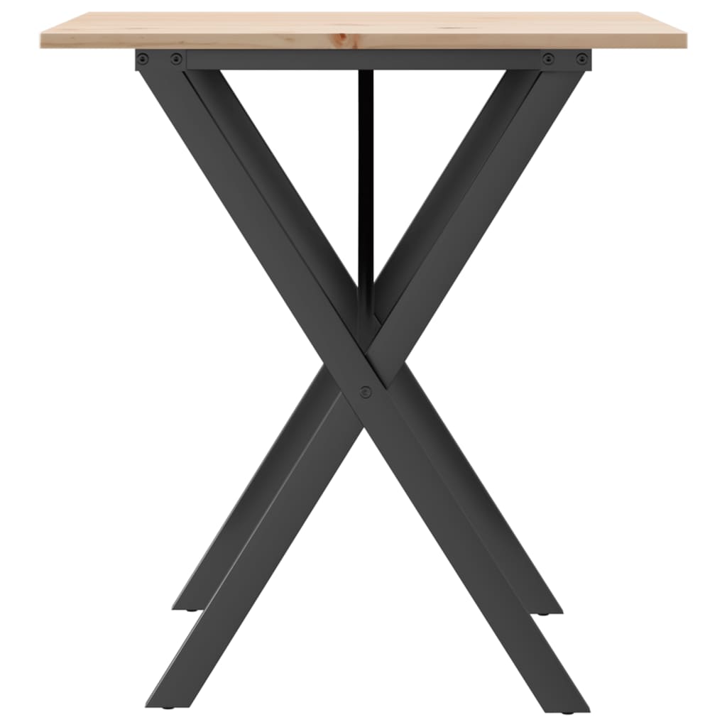 Solid Pine & Steel X-Frame Dining Table 70x70x75 cm