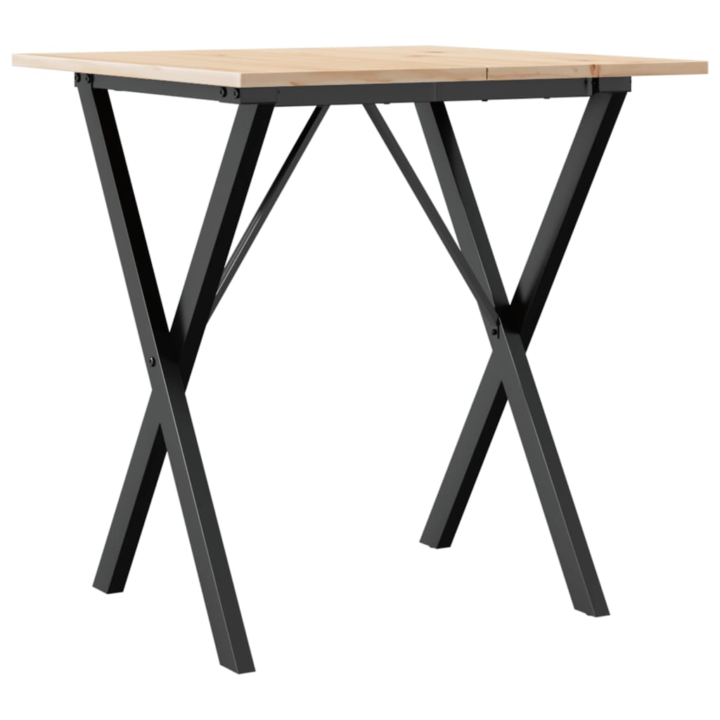 Solid Pine & Steel X-Frame Dining Table 70x70x75 cm