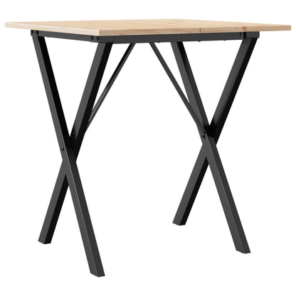 Solid Pine & Steel X-Frame Dining Table 70x70x75 cm