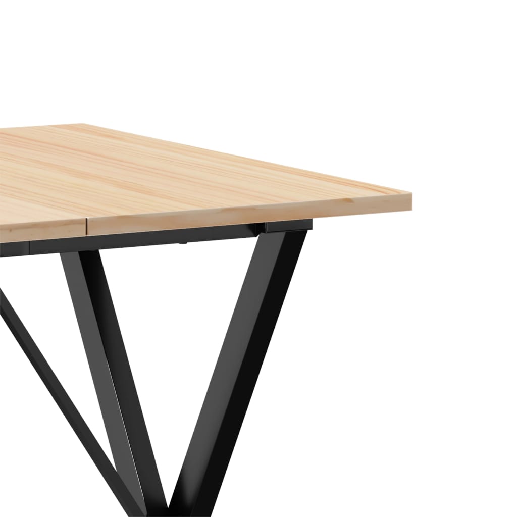 Solid Pine & Steel X-Frame Dining Table 70x70x75 cm