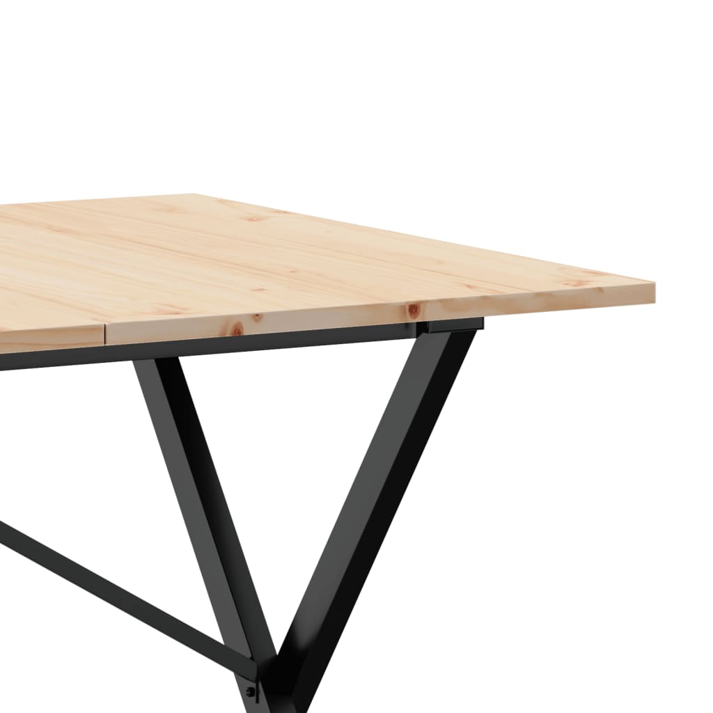 Solid Wood Pine & Steel X-Frame Dining Table 140x80x75 cm