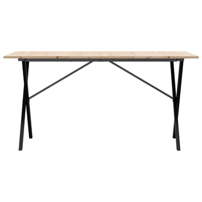 Solid Wood Pine & Steel X-Frame Dining Table 160x80x75 cm
