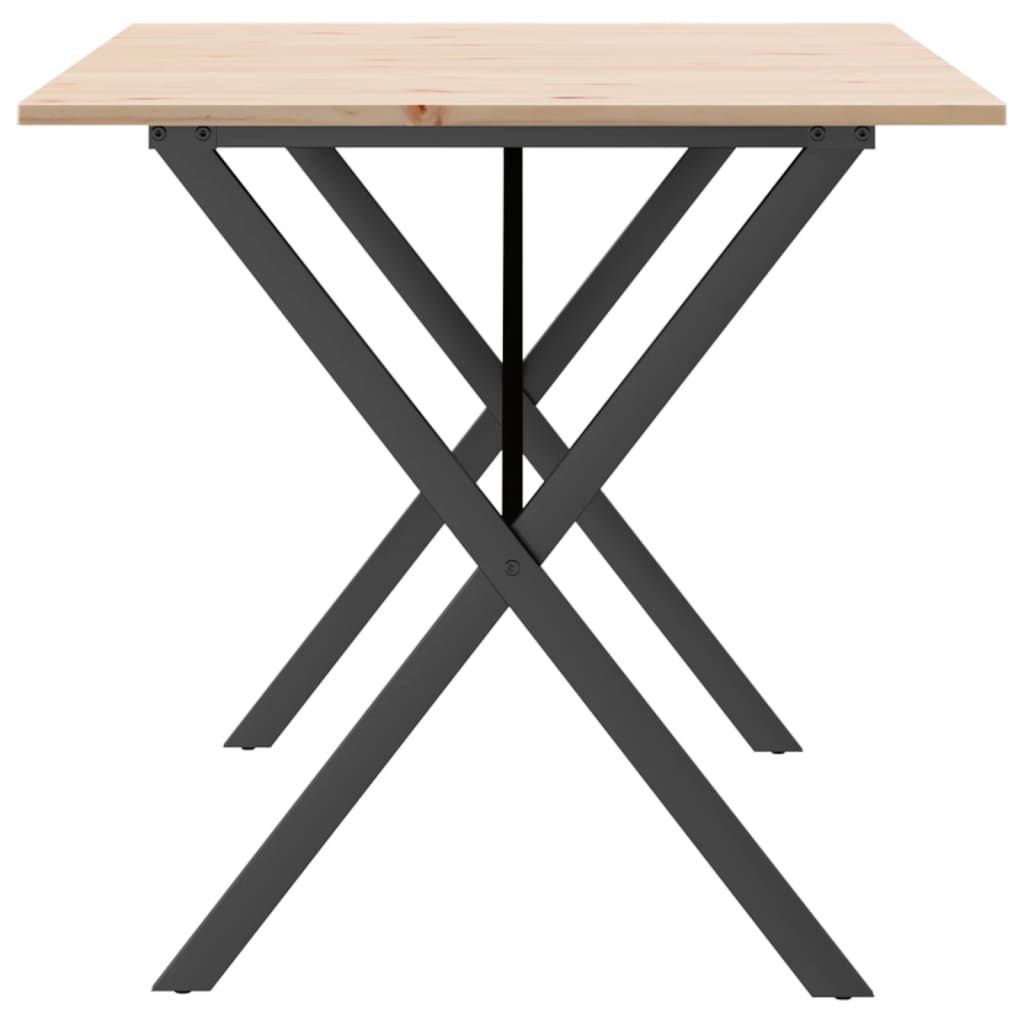 Solid Wood Pine & Steel X-Frame Dining Table 160x80x75 cm