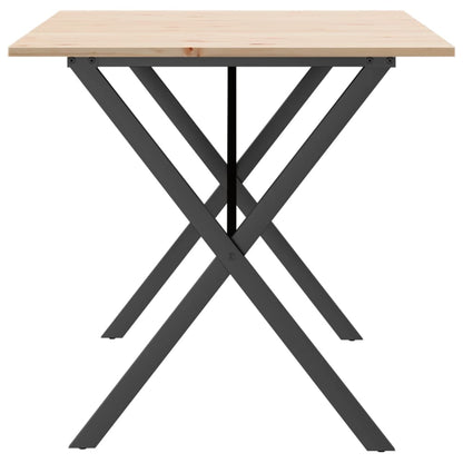 Solid Wood Pine & Steel X-Frame Dining Table 160x80x75 cm