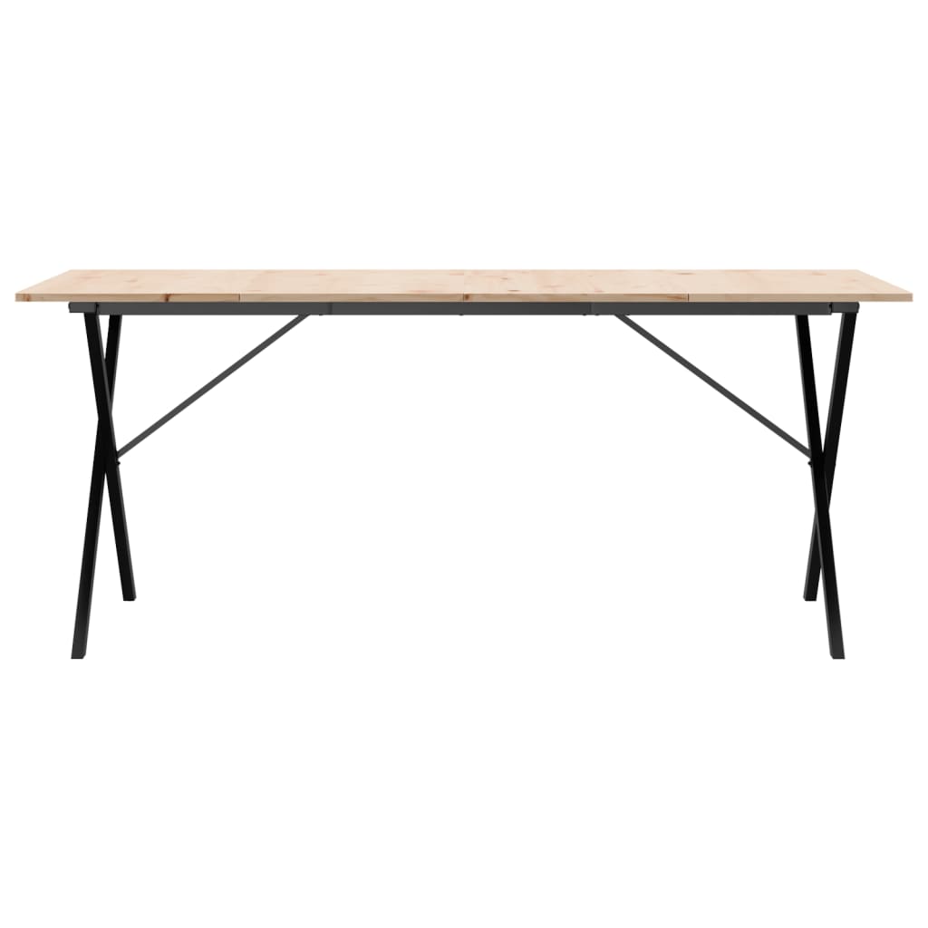 Solid Pine & Steel X-Frame Dining Table 180x90 cm