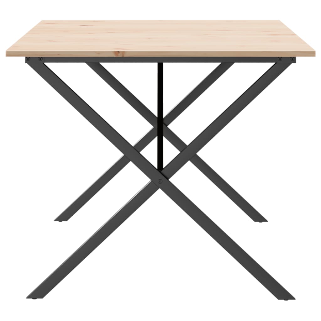 Solid Pine & Steel X-Frame Dining Table 180x90 cm