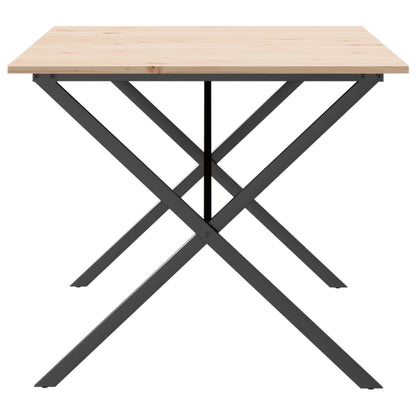 Solid Pine & Steel X-Frame Dining Table 180x90 cm