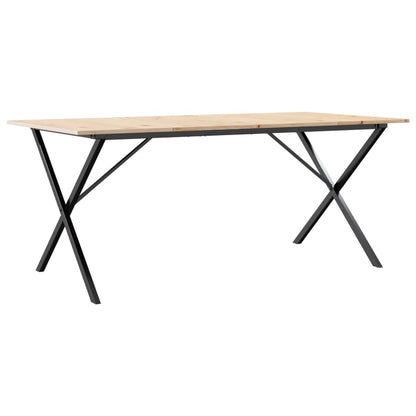 Solid Pine & Steel X-Frame Dining Table 180x90 cm