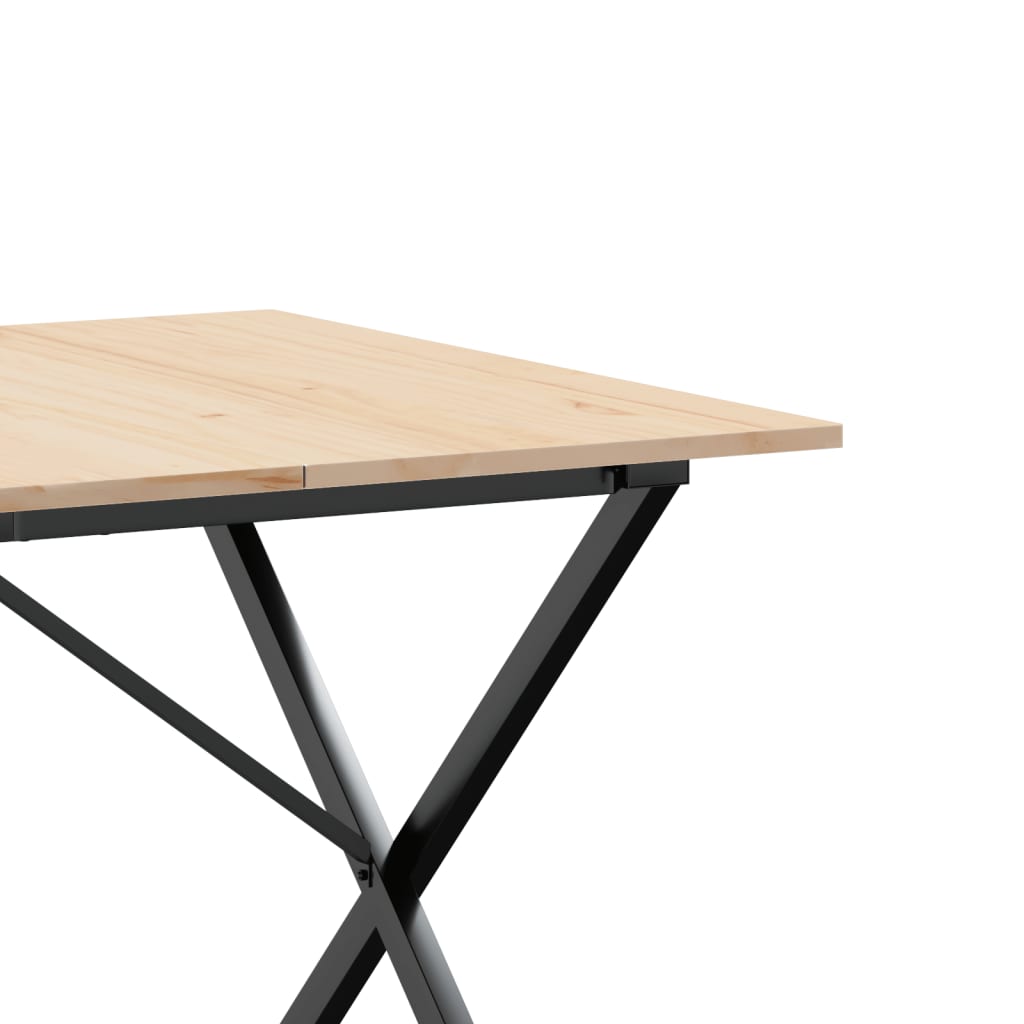 Solid Pine & Steel X-Frame Dining Table 180x90 cm