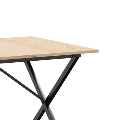 Solid Pine & Steel X-Frame Dining Table 180x90 cm