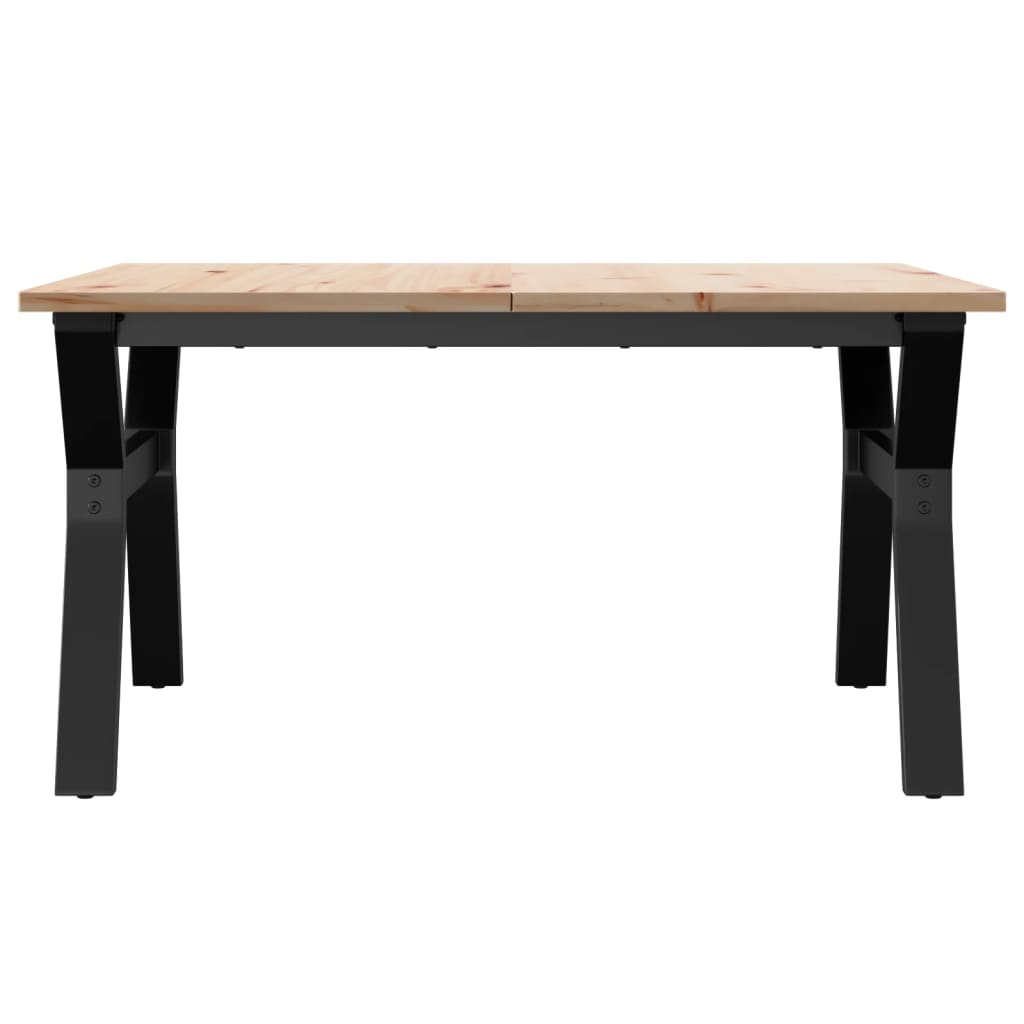 Solid Wood & Steel Coffee Table Y-Frame 80x80x45 cm Pine