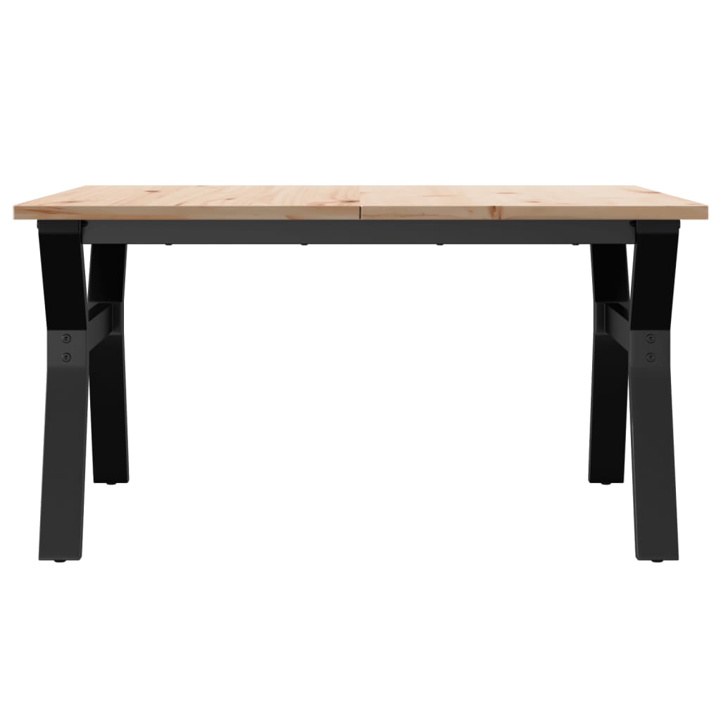 Solid Wood & Steel Y-Frame Coffee Table, 90x90x45 cm