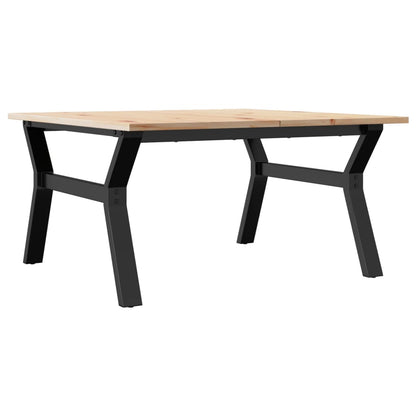 Solid Wood & Steel Y-Frame Coffee Table, 90x90x45 cm