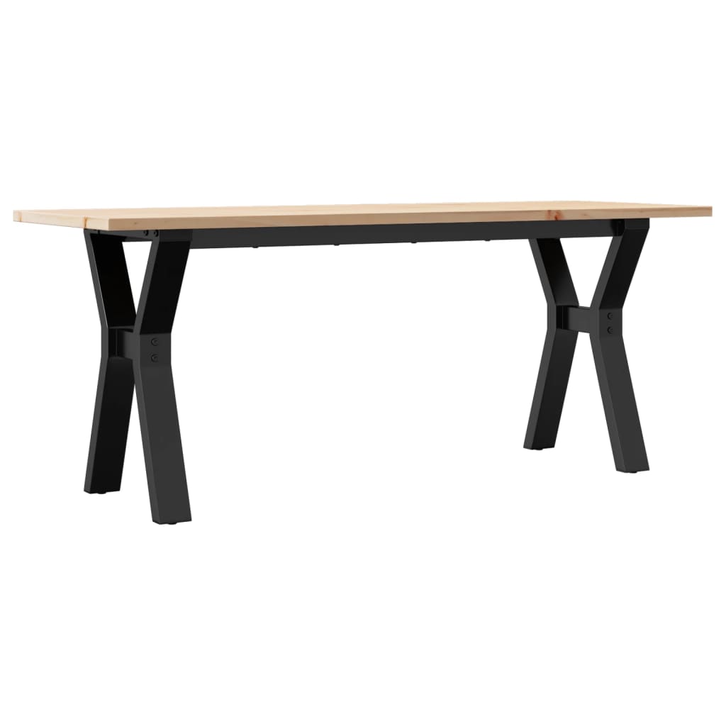 Solid Wood Pine & Steel Y-Frame Coffee Table 110x40x45 cm